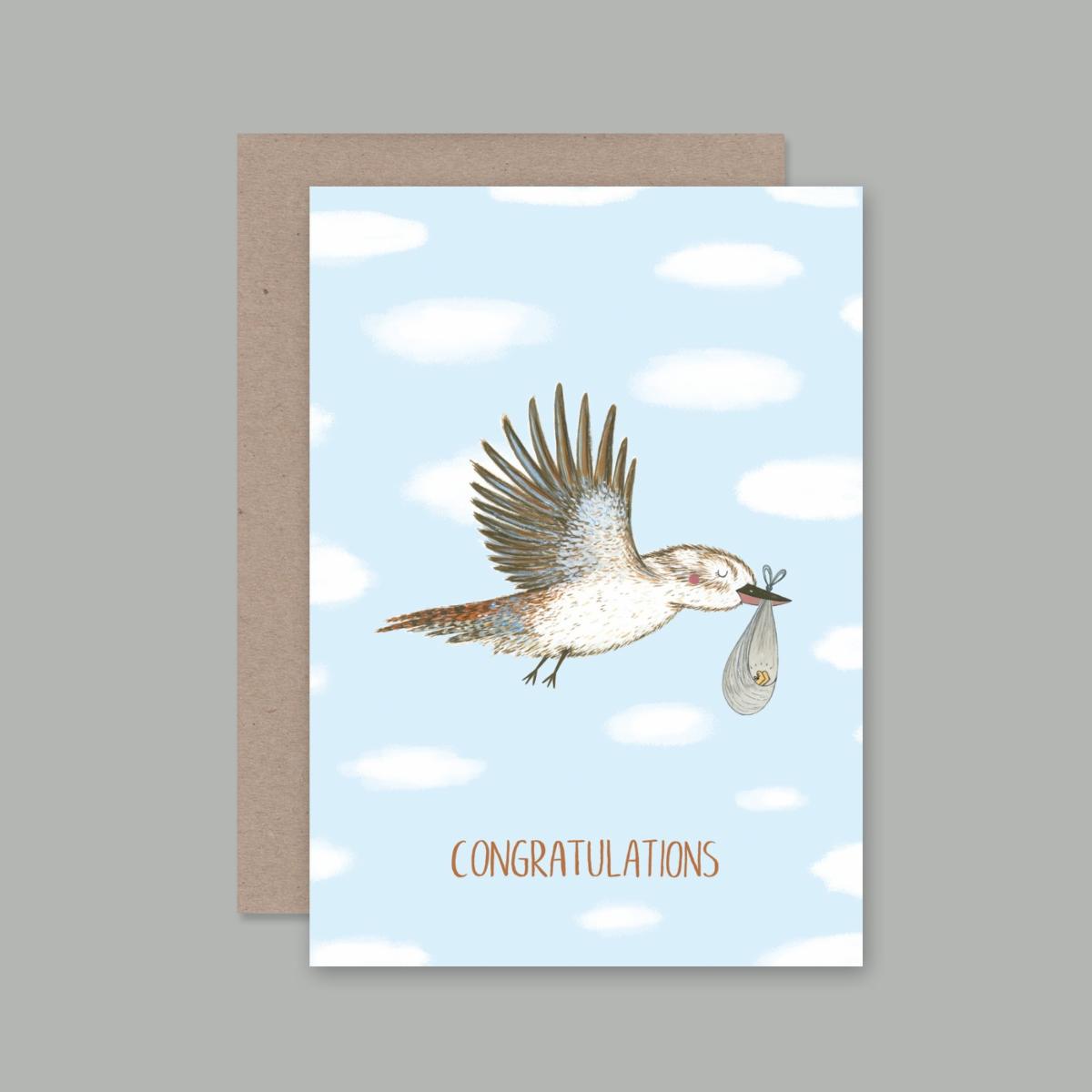 AHD - Baby Kookaburra- Blank Greeting Card