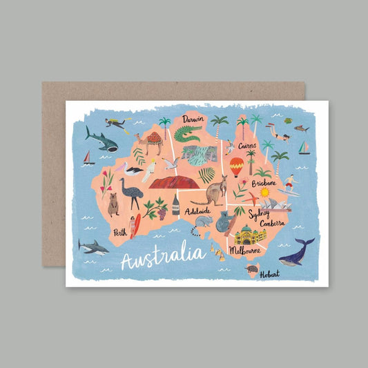 AHD - AUSSIE MAP - Blank Greeting Card