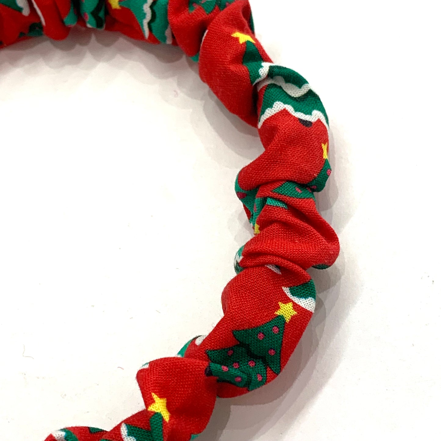 THIS BIRD HAS FLOWN - SMALL CHRISTMAS SCRUNCHIE HEADBANDS- Christmas Trees in Red