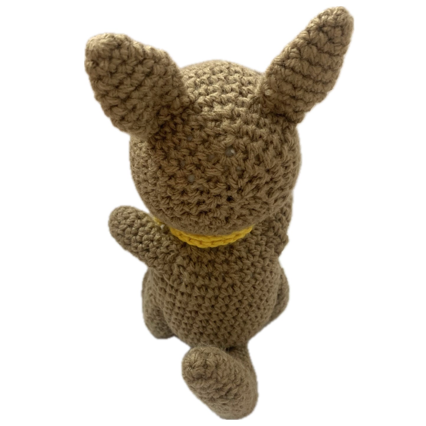 BEAKNITS- Crochet Kangaroo- Yellow Bow with Gum Leaf