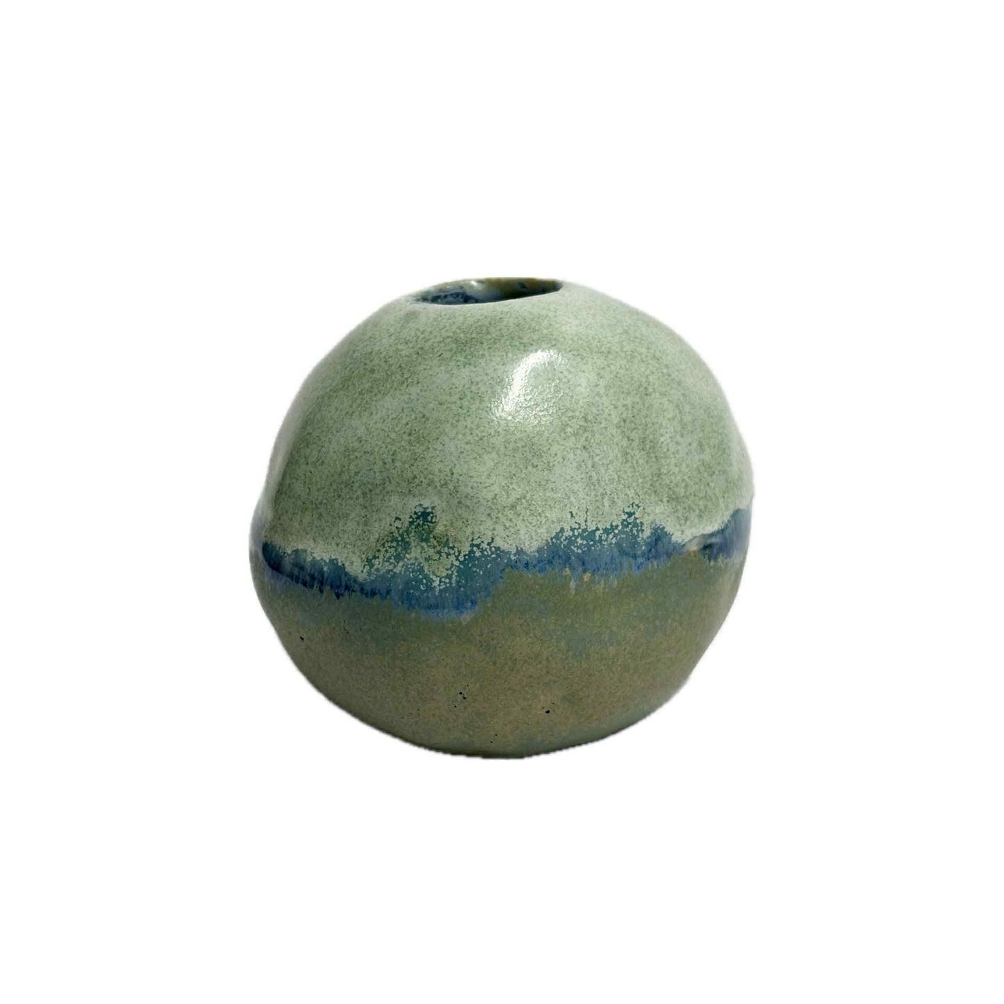 INSPIRED BY NATURE - Blue Mountains and Eucalypt Round Vase – Soft Green with Indigo Fade