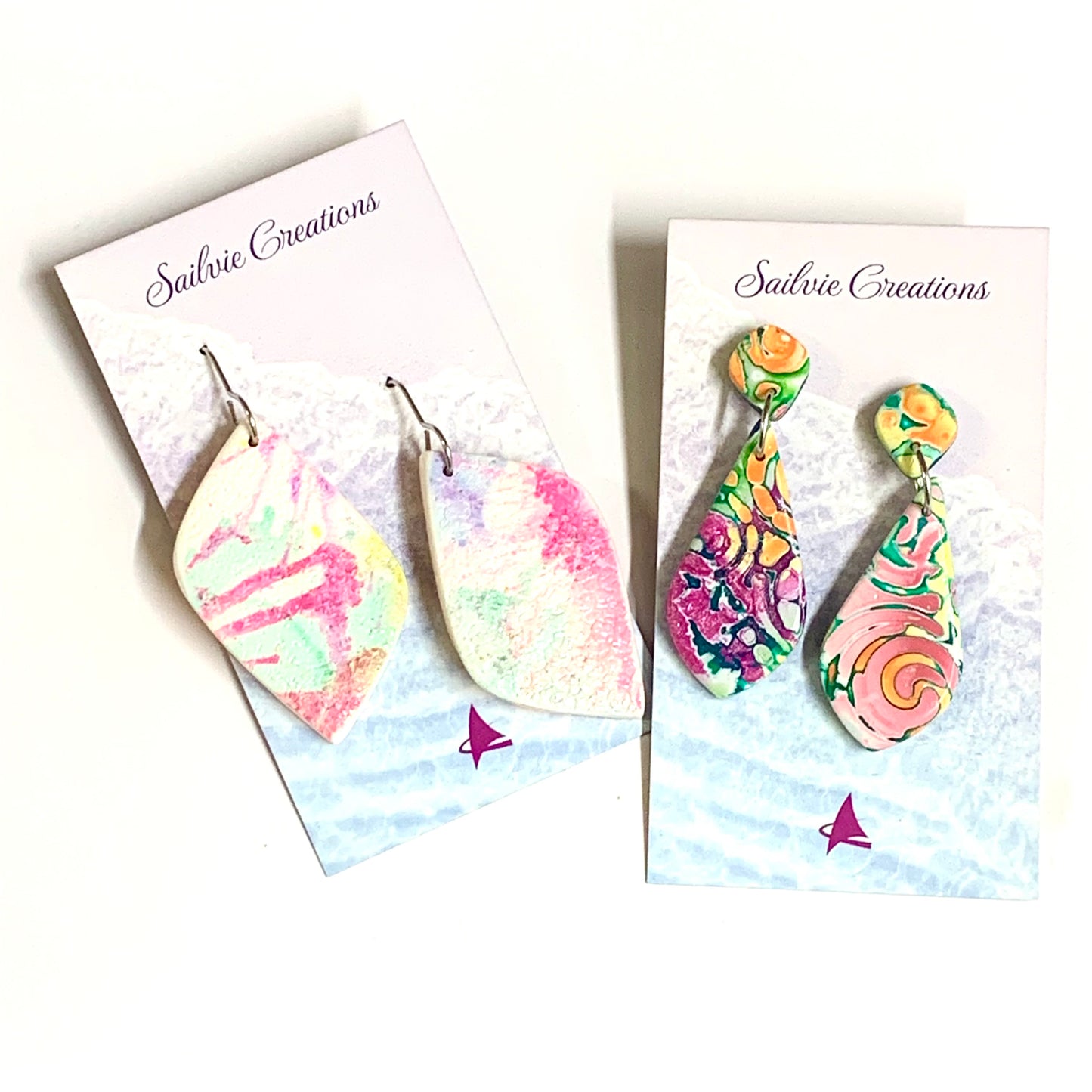 Sailvie Creations - Diamond Pastel Splash Hook Dangle Earrings