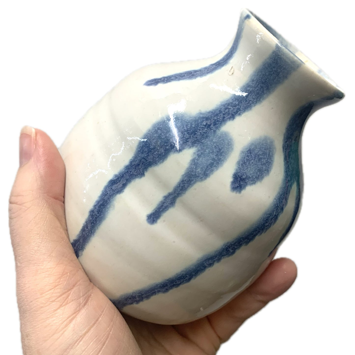 EARTH BY HAND- Blue & White Drizzle Vase
