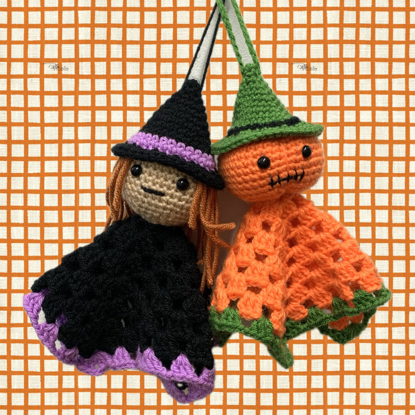 BEAKNITS- "HANGING WITCHY-POO"- CROCHETED HALLOWEEN DECORATION