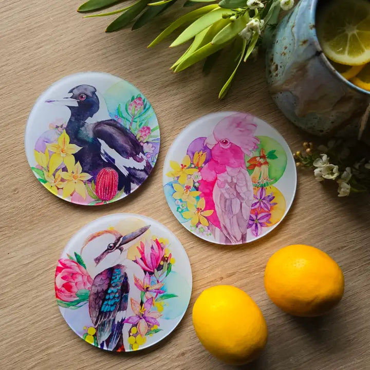 WATERCOLOURS BY CAT- Kookaburra- Australian Bird Art Coaster