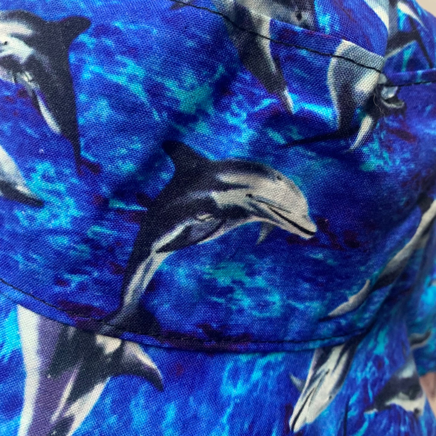 Teacups n Quilts- Dolphins Fabric Hat - Kids Size Medium
