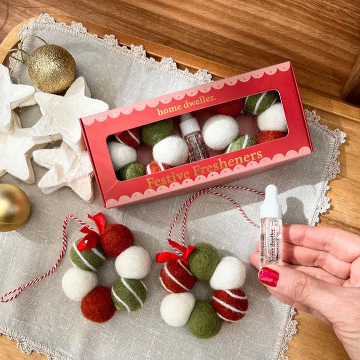 HOME DWELLER - Festive Fresheners - Stripes - Reusable Scented Ornaments