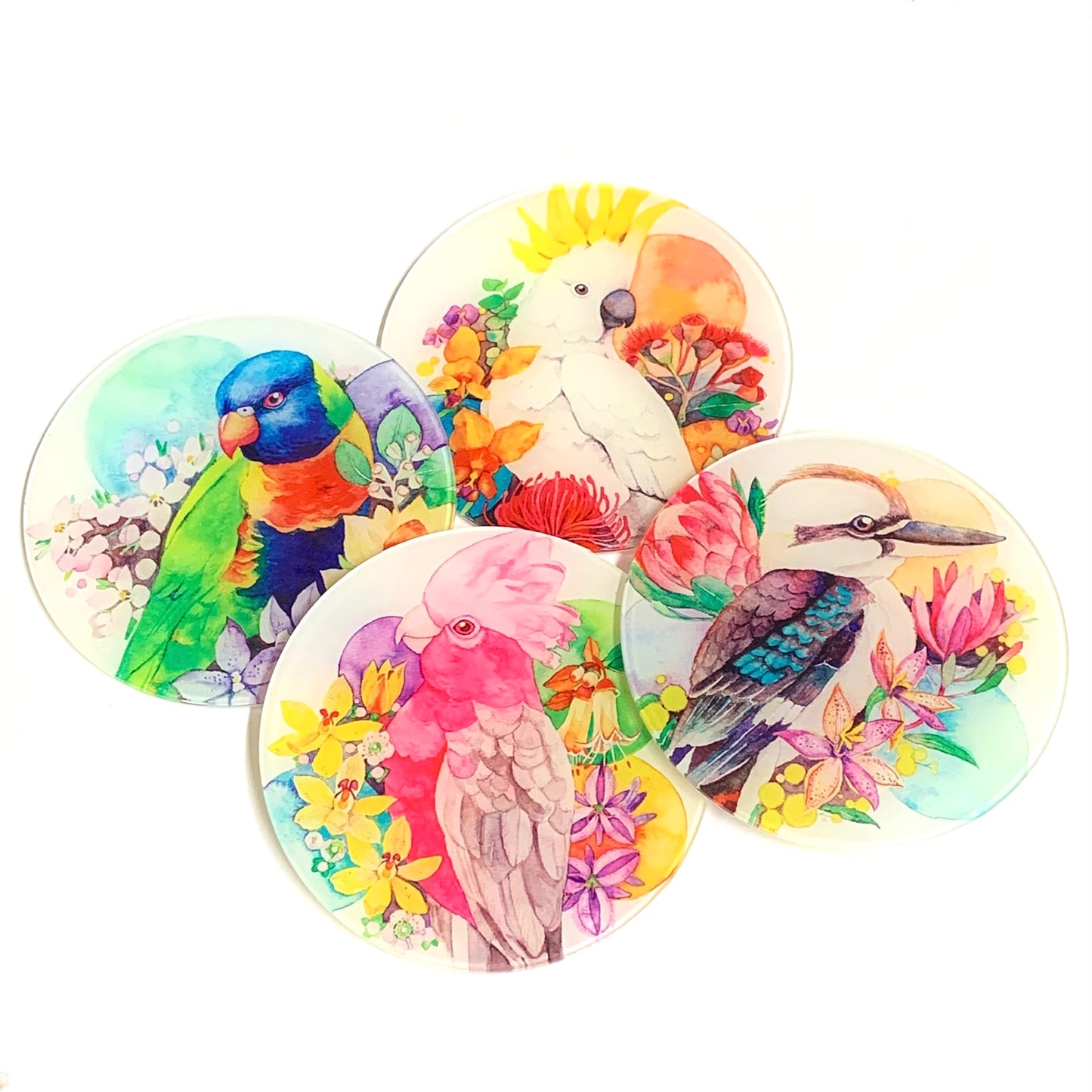 WATERCOLOURS BY CAT- Rainbow Lorikeet- Australian Bird Art Coaster