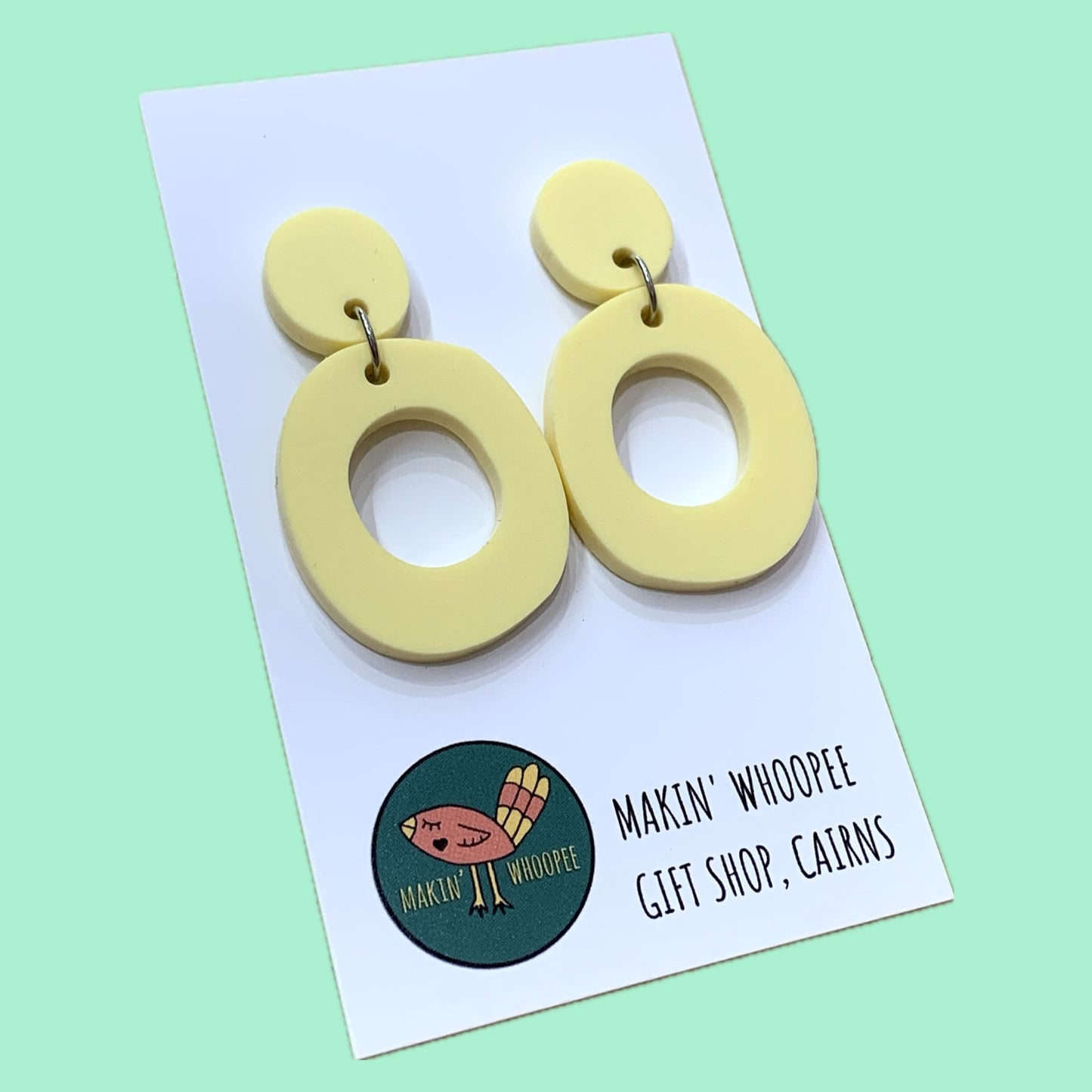 MAKIN' WHOOPEE - "Organic Ovals" - Medium Dangles - Matte Limoncello Yellow