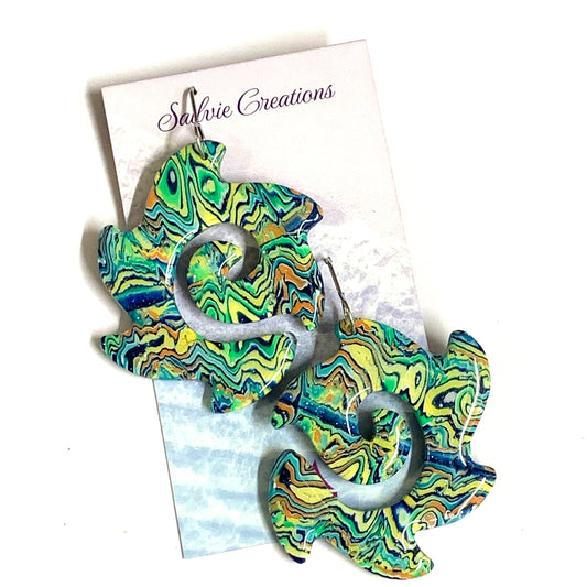Sailvie Creations - Marbled Spiral Hook Dangle Earrings