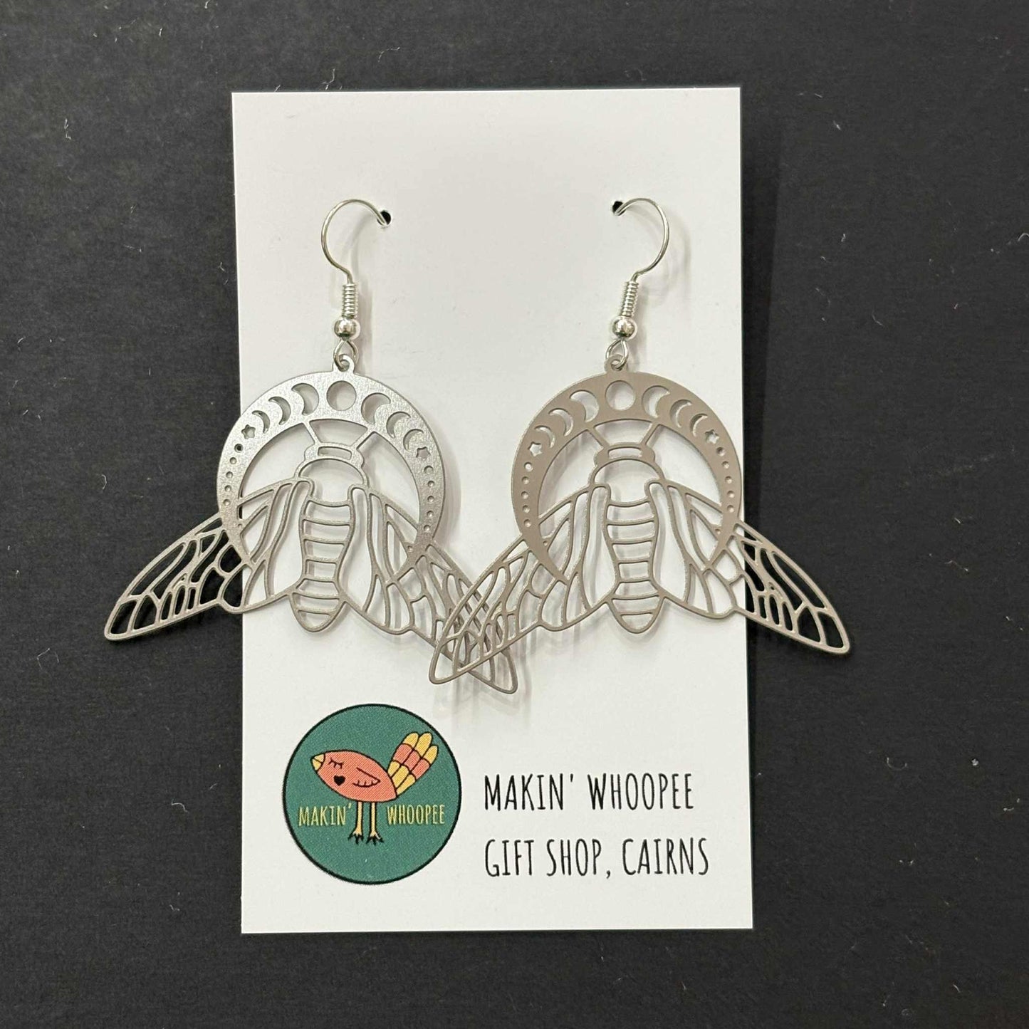 MAKIN' WHOOPEE - "Eclipse Moth" Stainless Steel Earrings