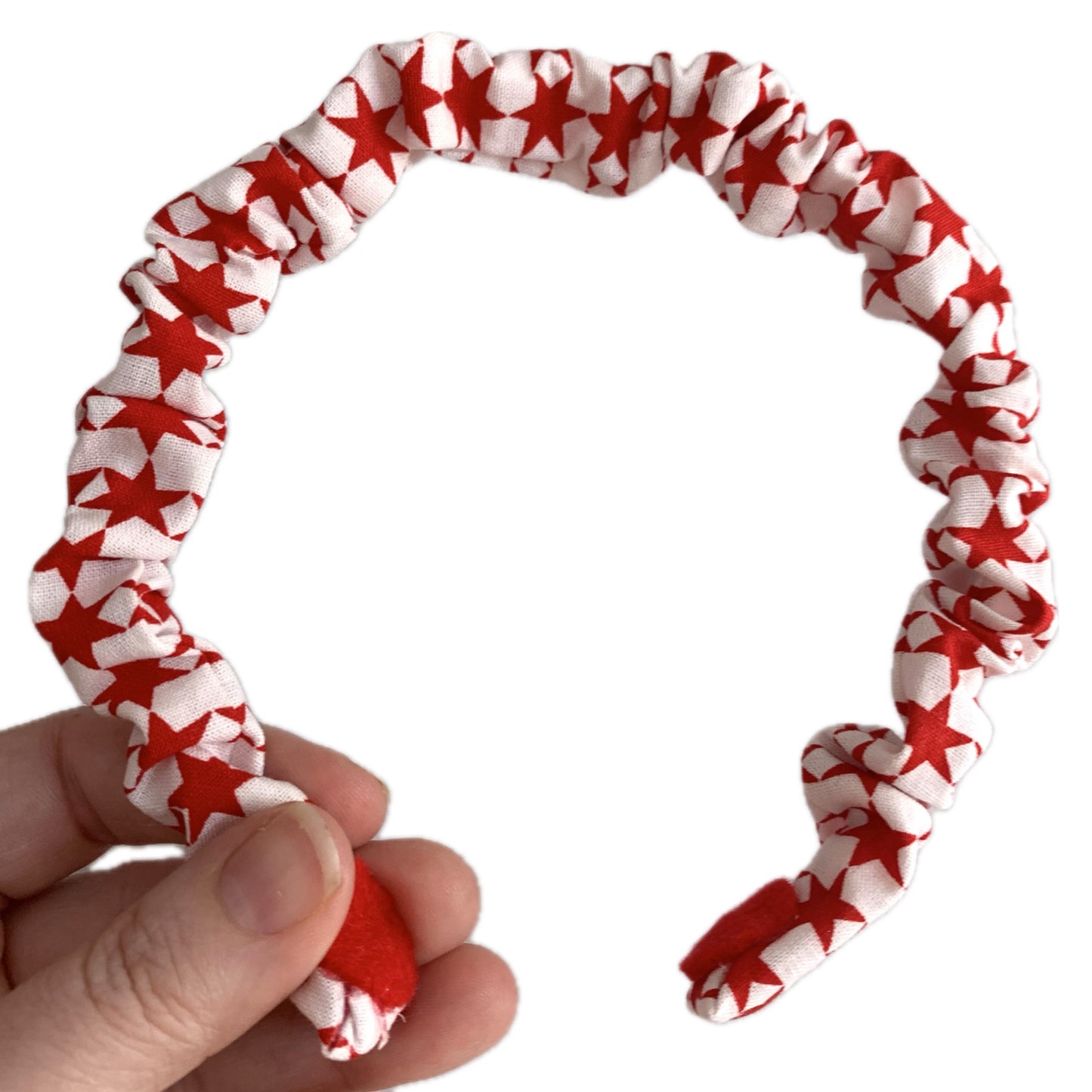 THIS BIRD HAS FLOWN - SMALL CHRISTMAS SCRUNCHIE HEADBANDS- Red Stars