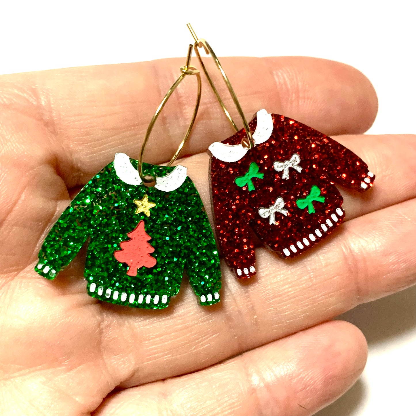 MAKIN' WHOOPEE - “Mismatched Ugly Sweaters” CHRISTMAS HOOP DANGLES