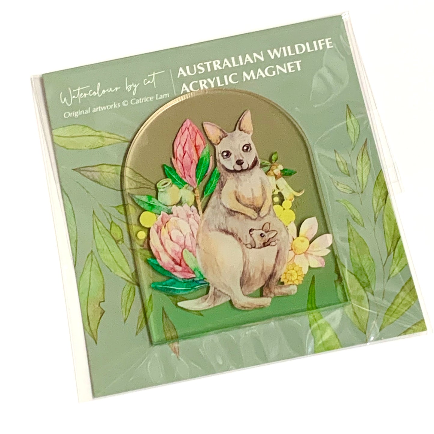 WATERCOLOURS BY CAT- Kangaroo- Australian Animal Art Magnet