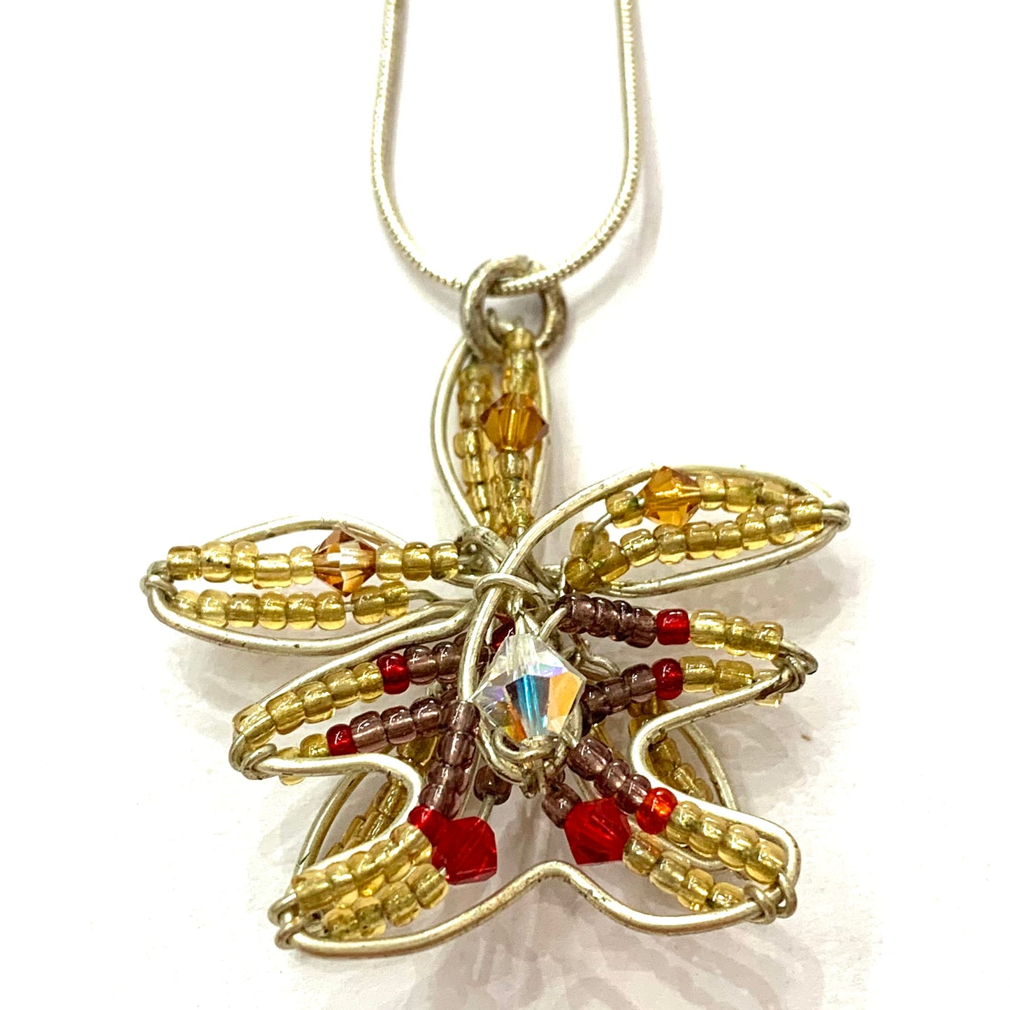 CARLEY CLARKE-RUSHTON - Gold & Red Orchid Necklace