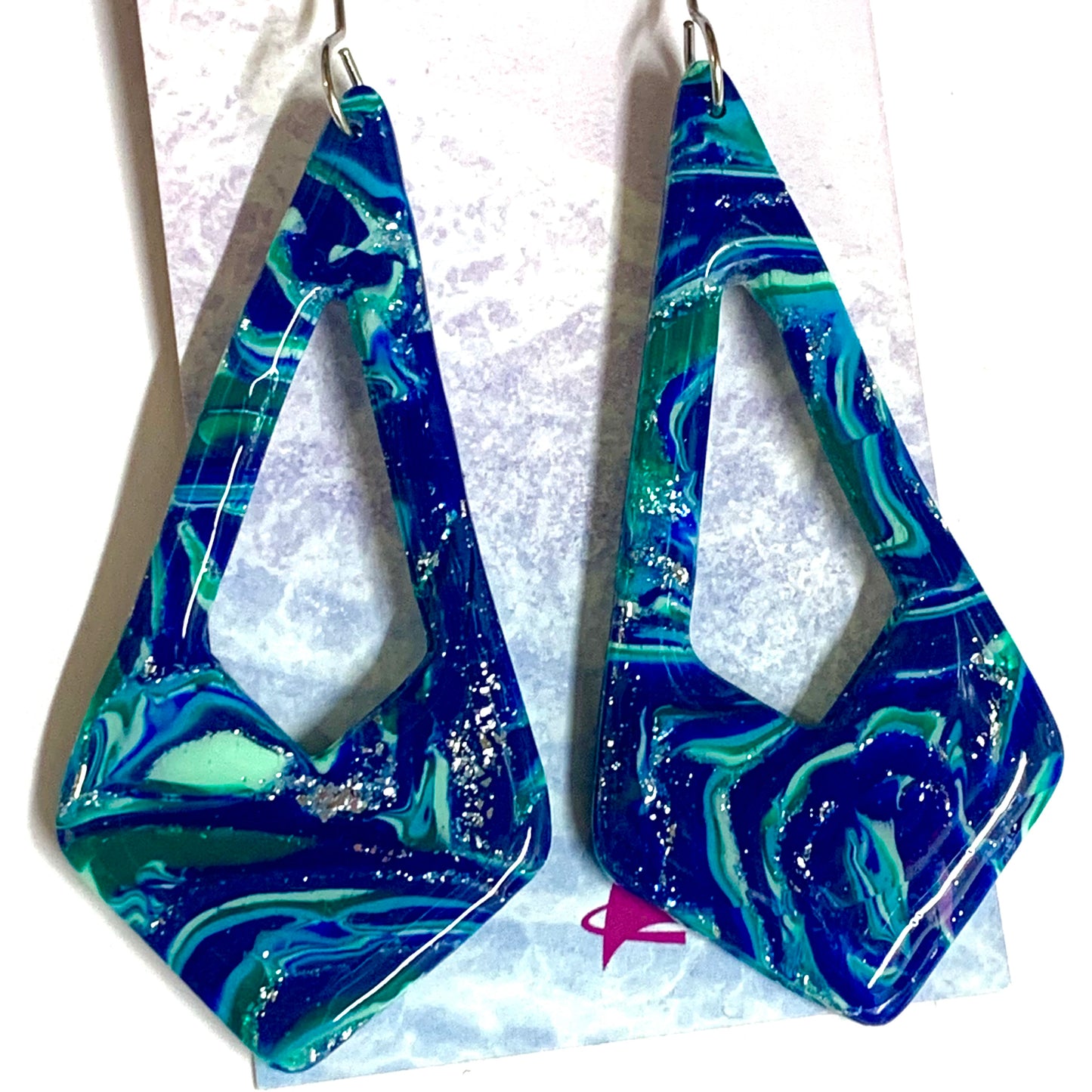 Sailvie Creations - Ocean Swirl Long Diamonsd Hook Dangle Earrings