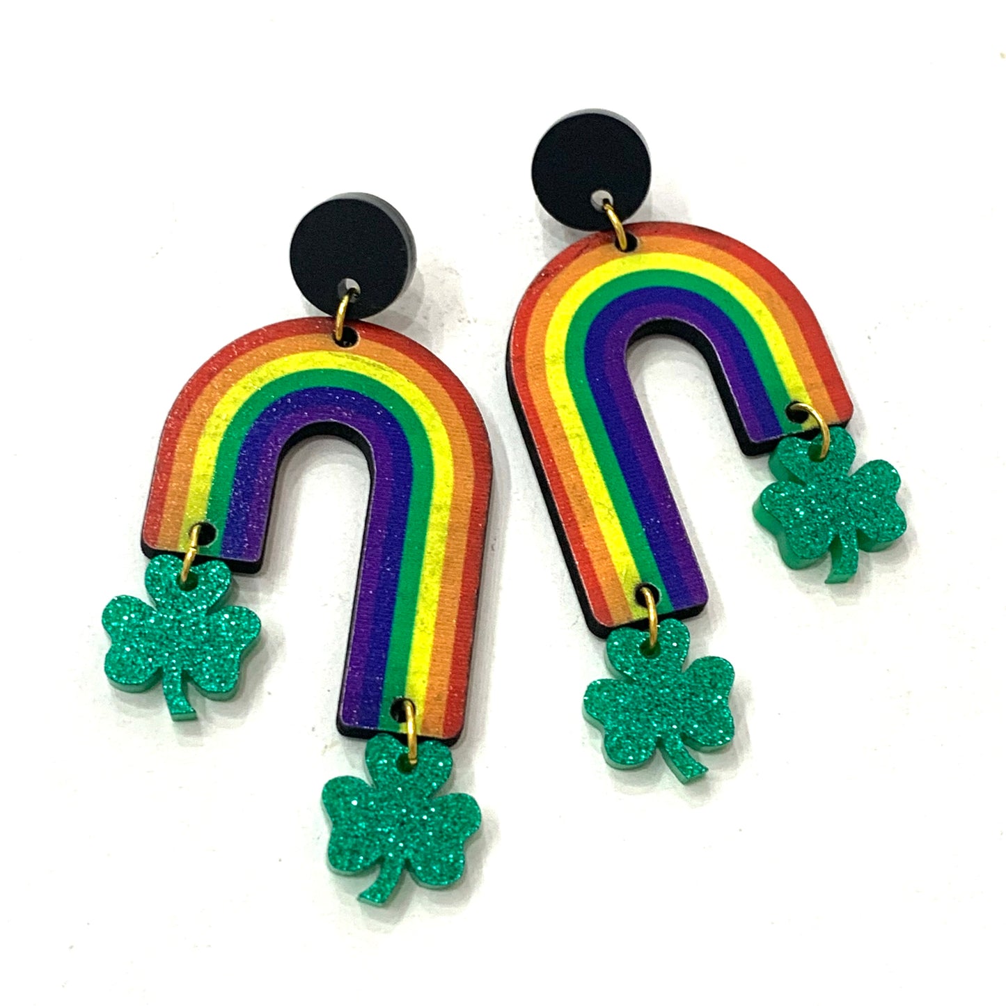 MAKIN' WHOOPEE - Rainbow & Shamrock Dangle Earrings