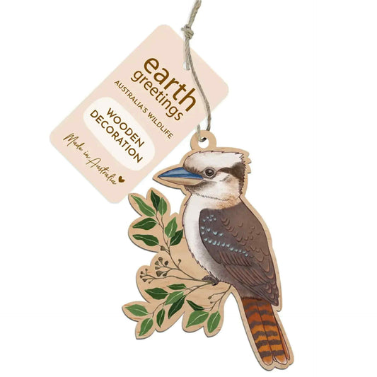 EARTH GREETINGS- Laughing Kookaburra Wooden Decoration