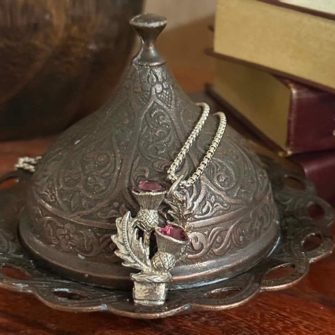 MOLLY MADE- Vintage Kilt Pin Thistle Pendant Necklace