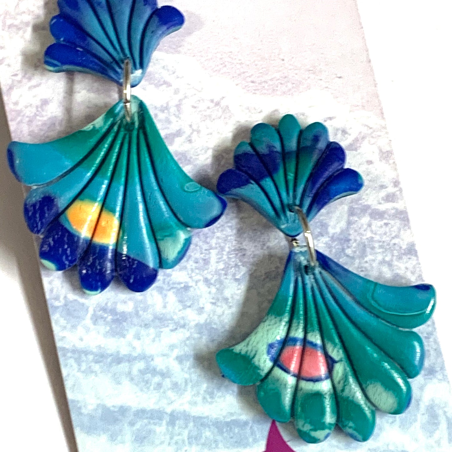Sailvie Creations - Ocean Double Clam Stud Dangle Earrings