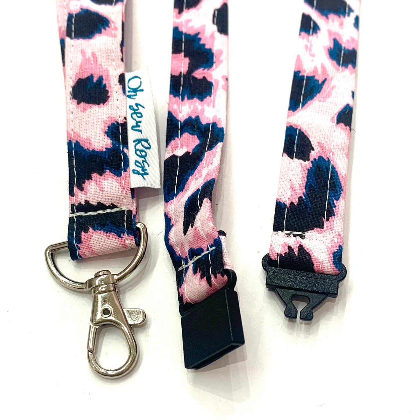 OH SEW ROSY: FABRIC LANYARD - Pink Leopard Print
