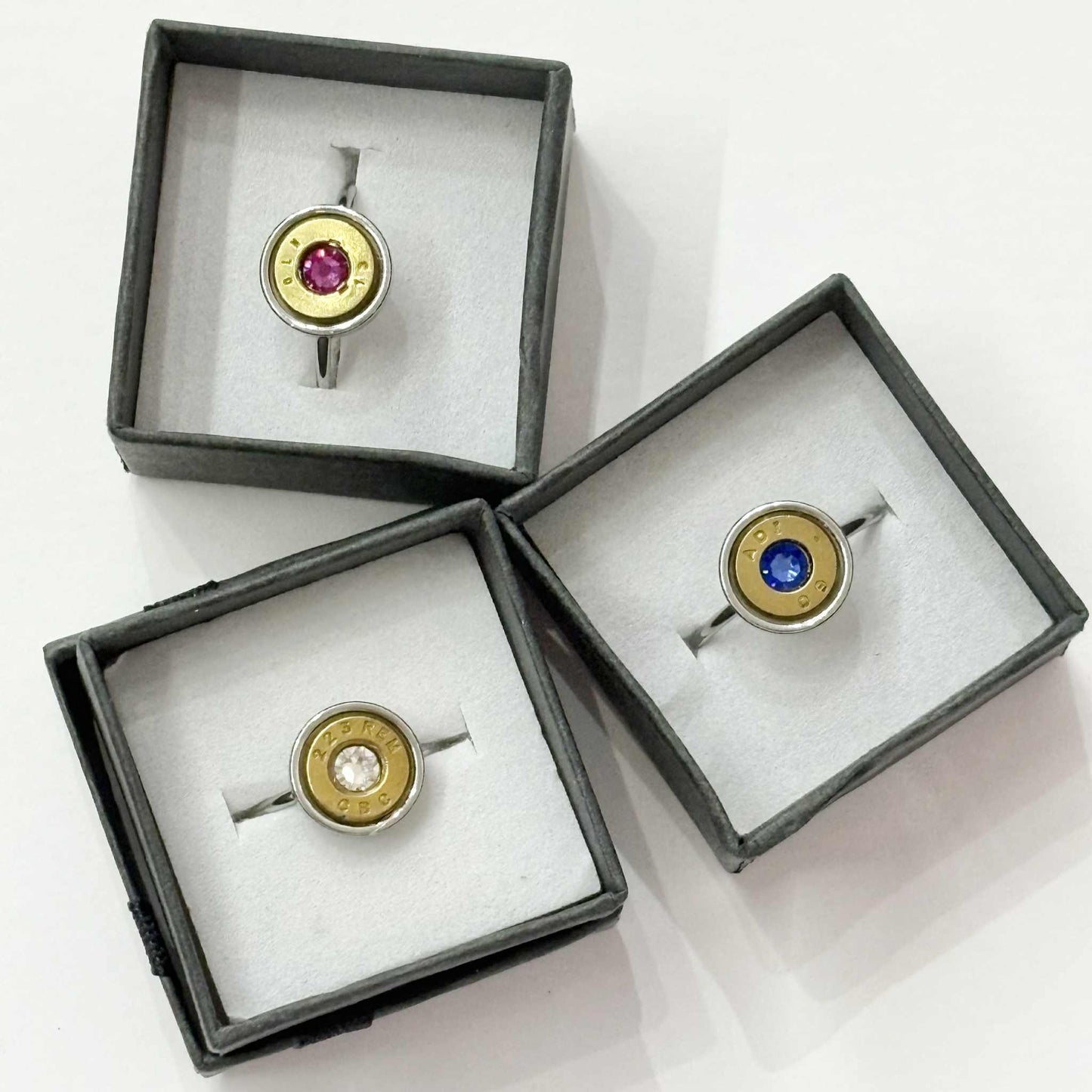 WILD BRASS- Adjustable Rings- Dark Pink Swarovski Crystal