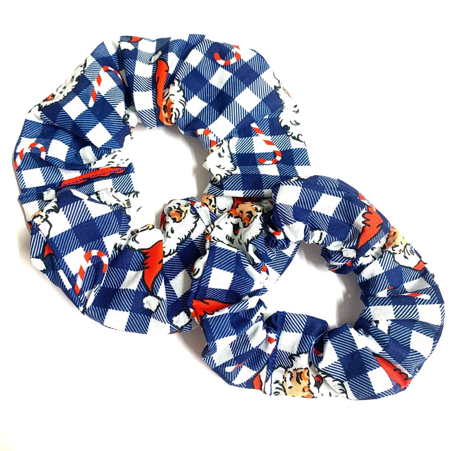 MUMMA WHOOPEE - Regular “BLUE CHECK SANTAS” SCRUNCHIE