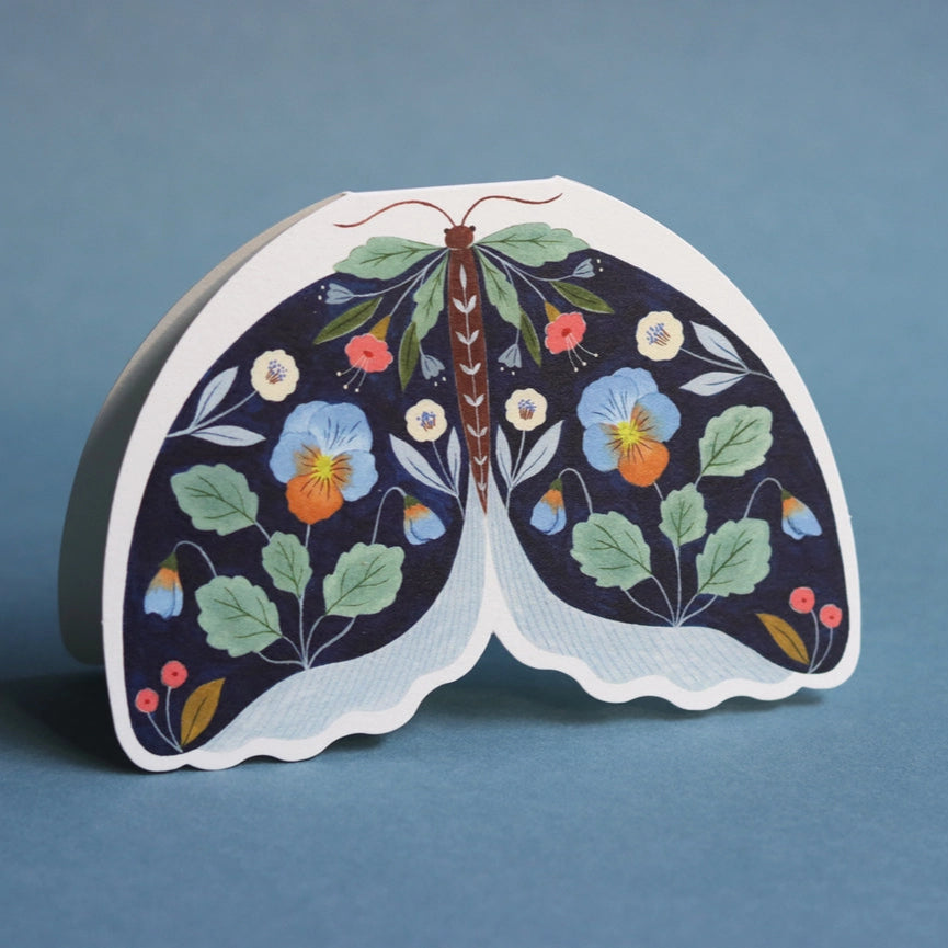 FLORA WAYCOTT - "Blue Moth" Shaped Greeting Card