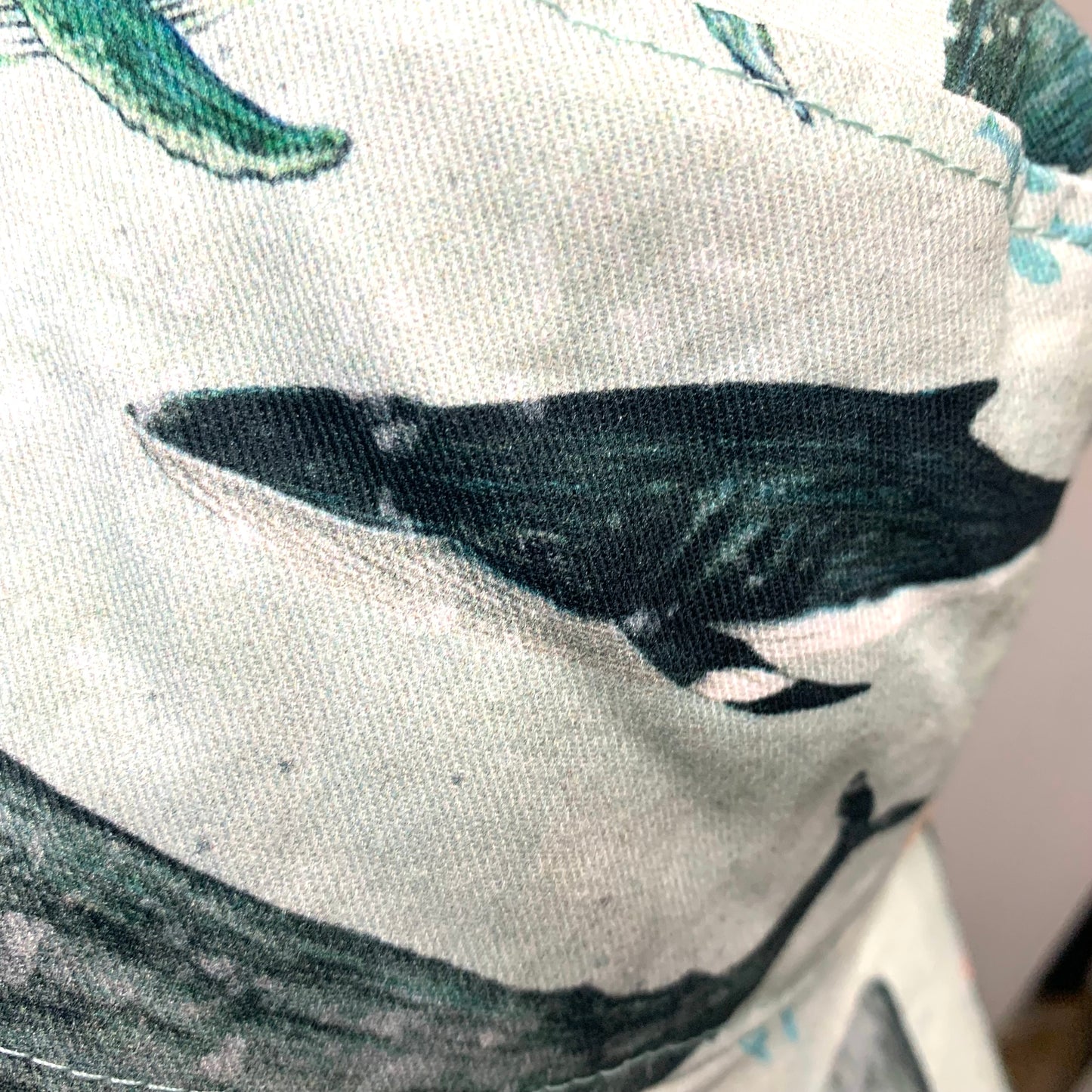 Teacups n Quilts- Whales Fabric Hat - Adult Size