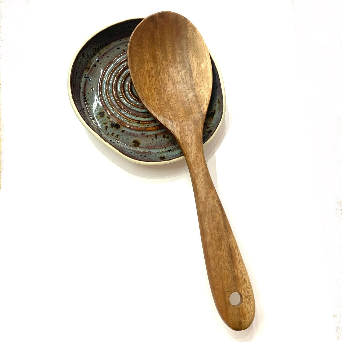 POTTERESS BY ALICIA - Spoon Rest - Blue/Green Speckled Swirl
