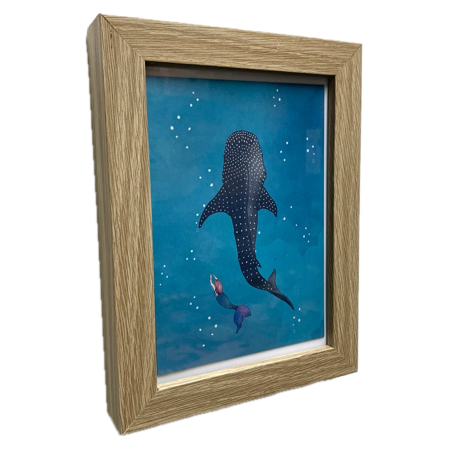 EARTH GREETINGS- "WHALE SHARK & MERMAID"- FRAMED IMAGE- by Australian artist Victoria McGrane