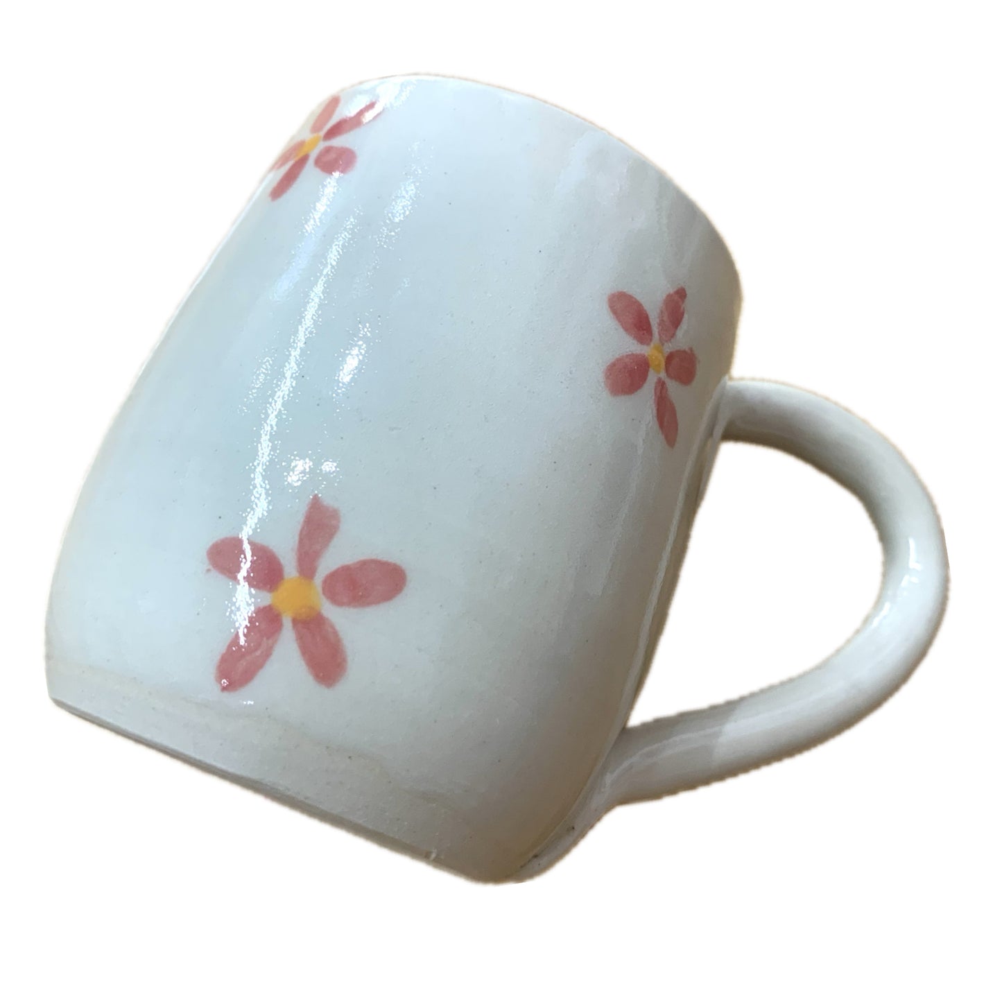 EARTH BY HAND- Hand Painted Pink Daisy Mugs