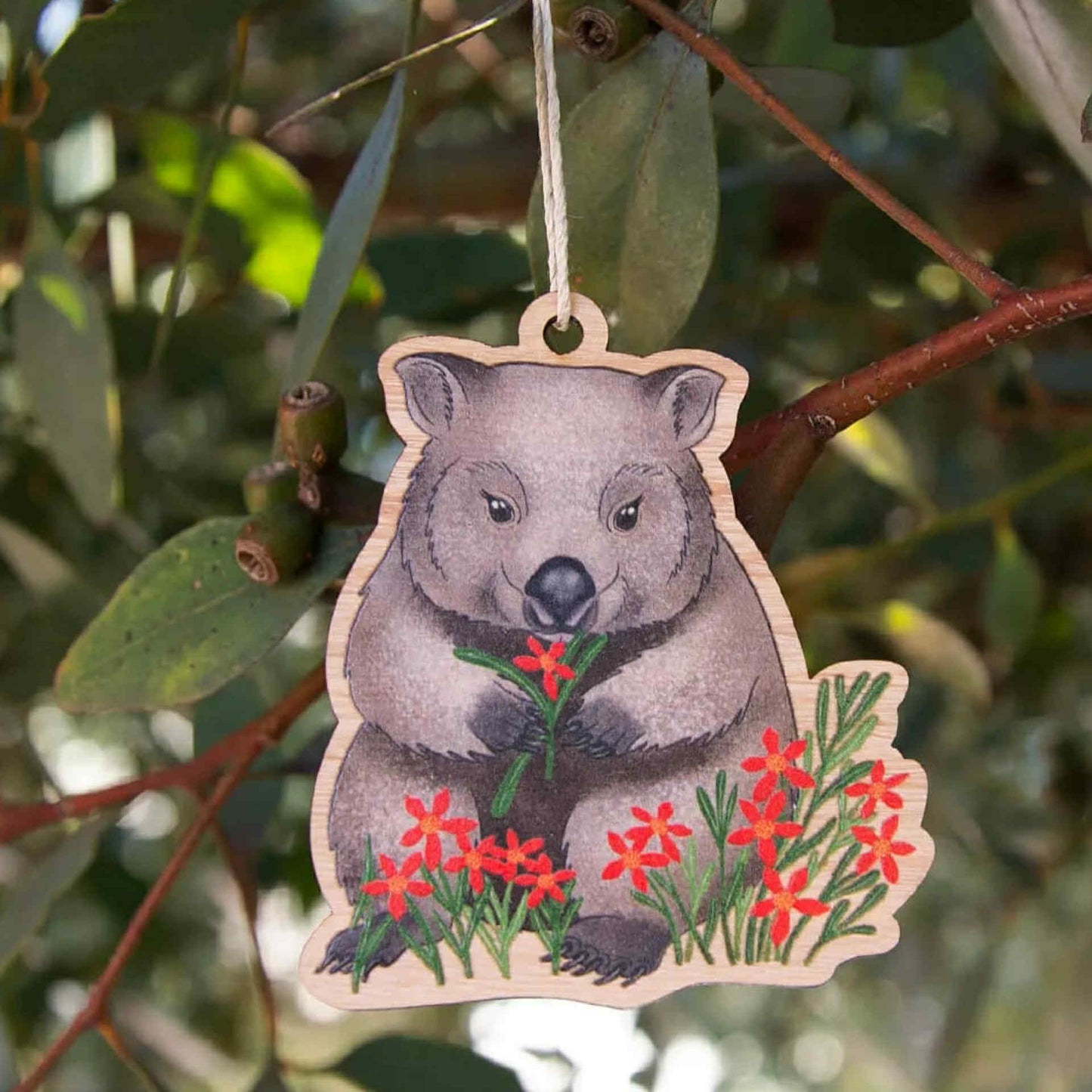 EARTH GREETINGS- Wombat's Meadow Wooden Decoration