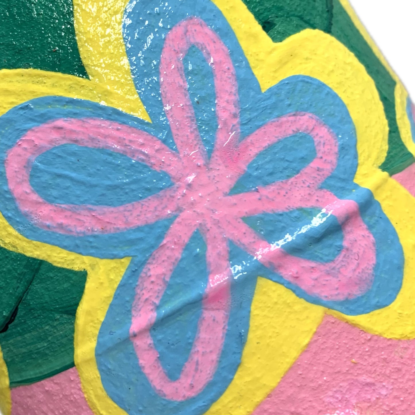 THIS BIRD HAS FLOWN - Tall Bump Vase- Pink, Green & Yellow