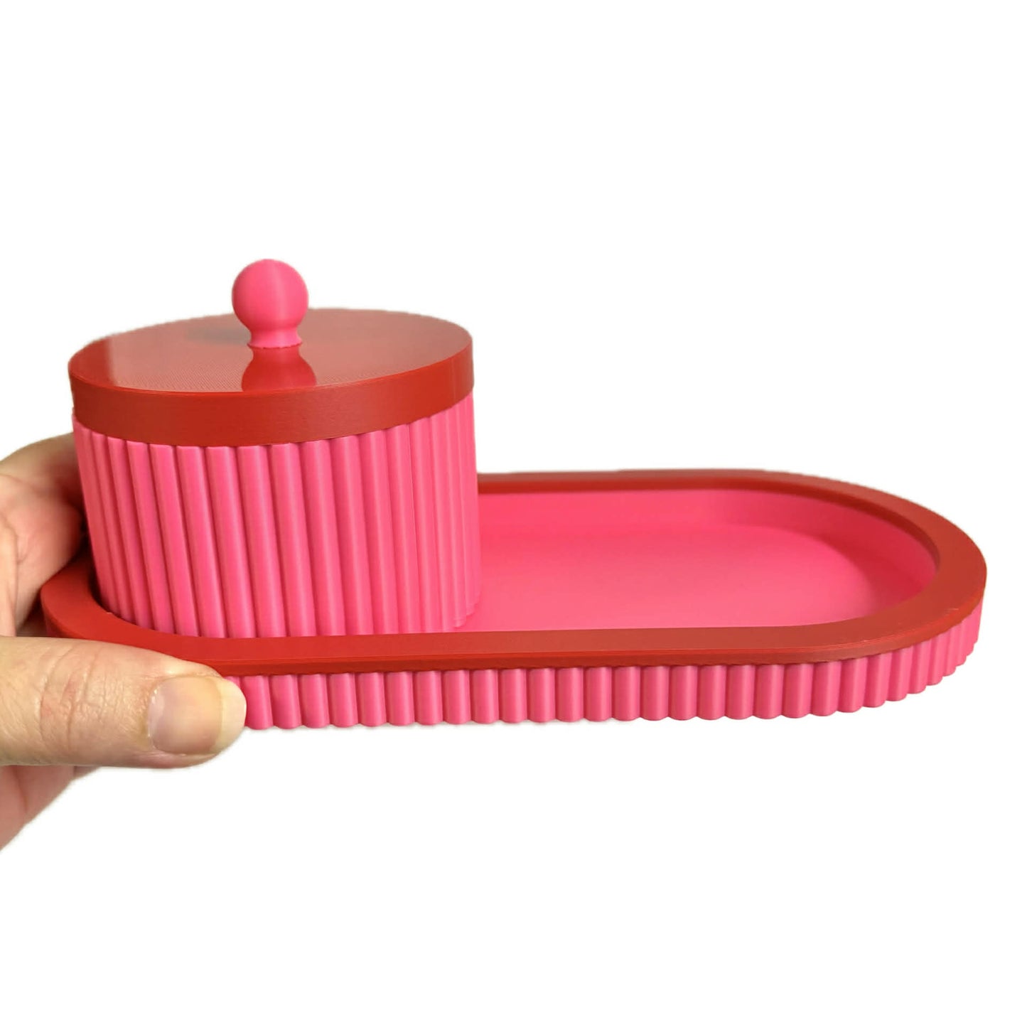 DWAYNSKI.3D - Royal Tray and Bowl Set - Pink and Red