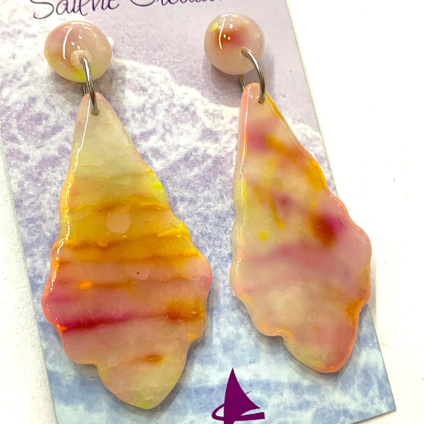 Sailvie Creations - Pastel Translucent Scalloped Stud Dangle Earrings