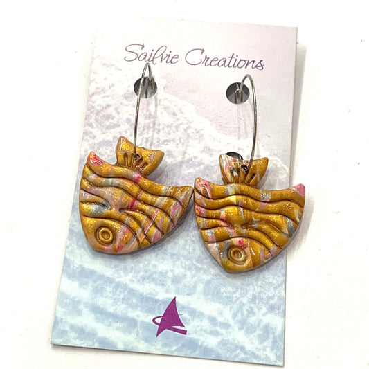 Sailvie Creations - Golden Fish Hoop Dangle Earrings
