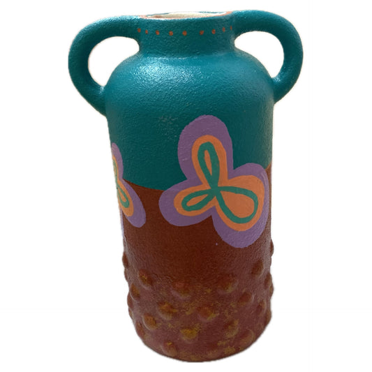 THIS BIRD HAS FLOWN - Tall Bump Vase- Copper, Aqua & Lavender