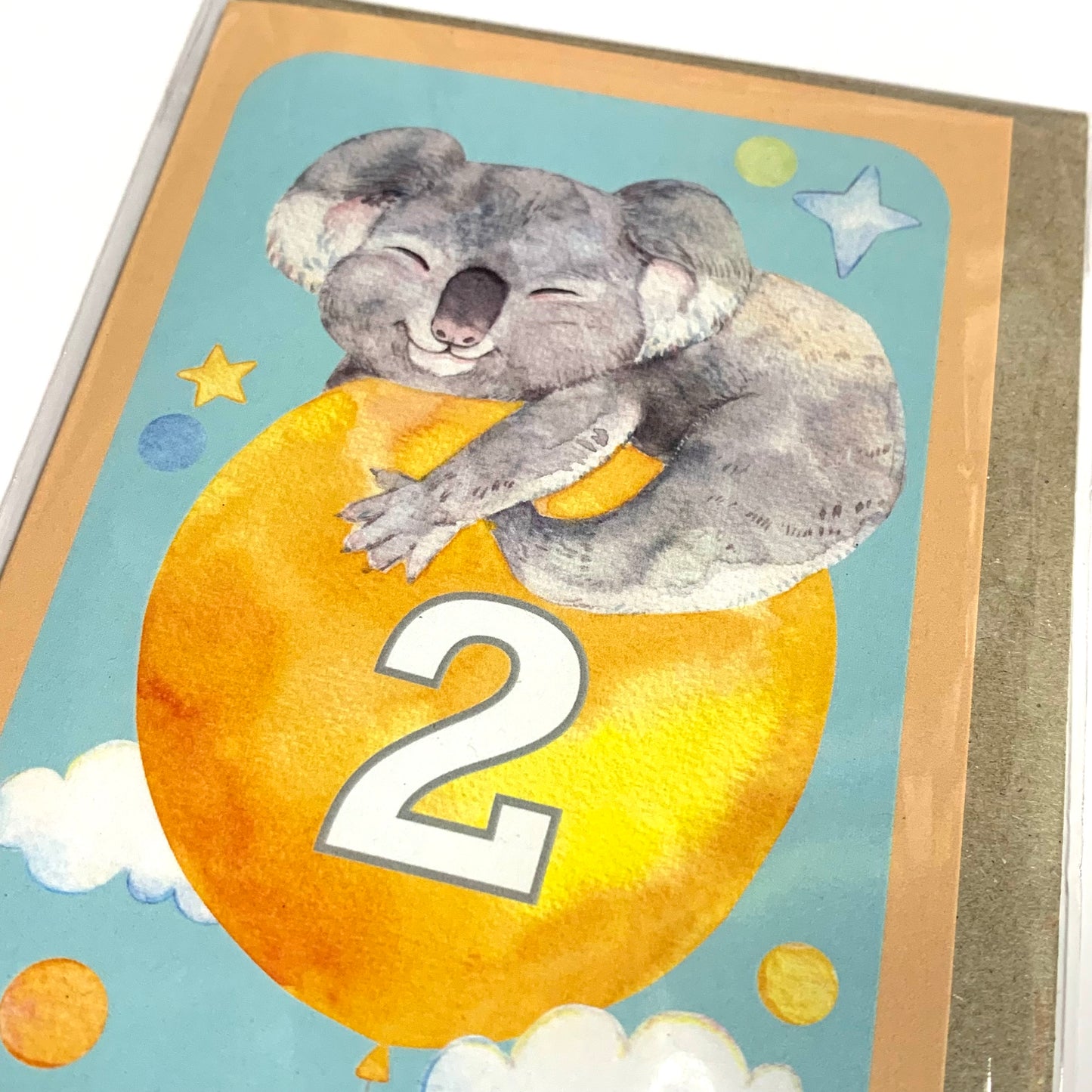 WATERCOLOURS BY CAT- "Two - Koala"- Australian Animal Kids Age Card