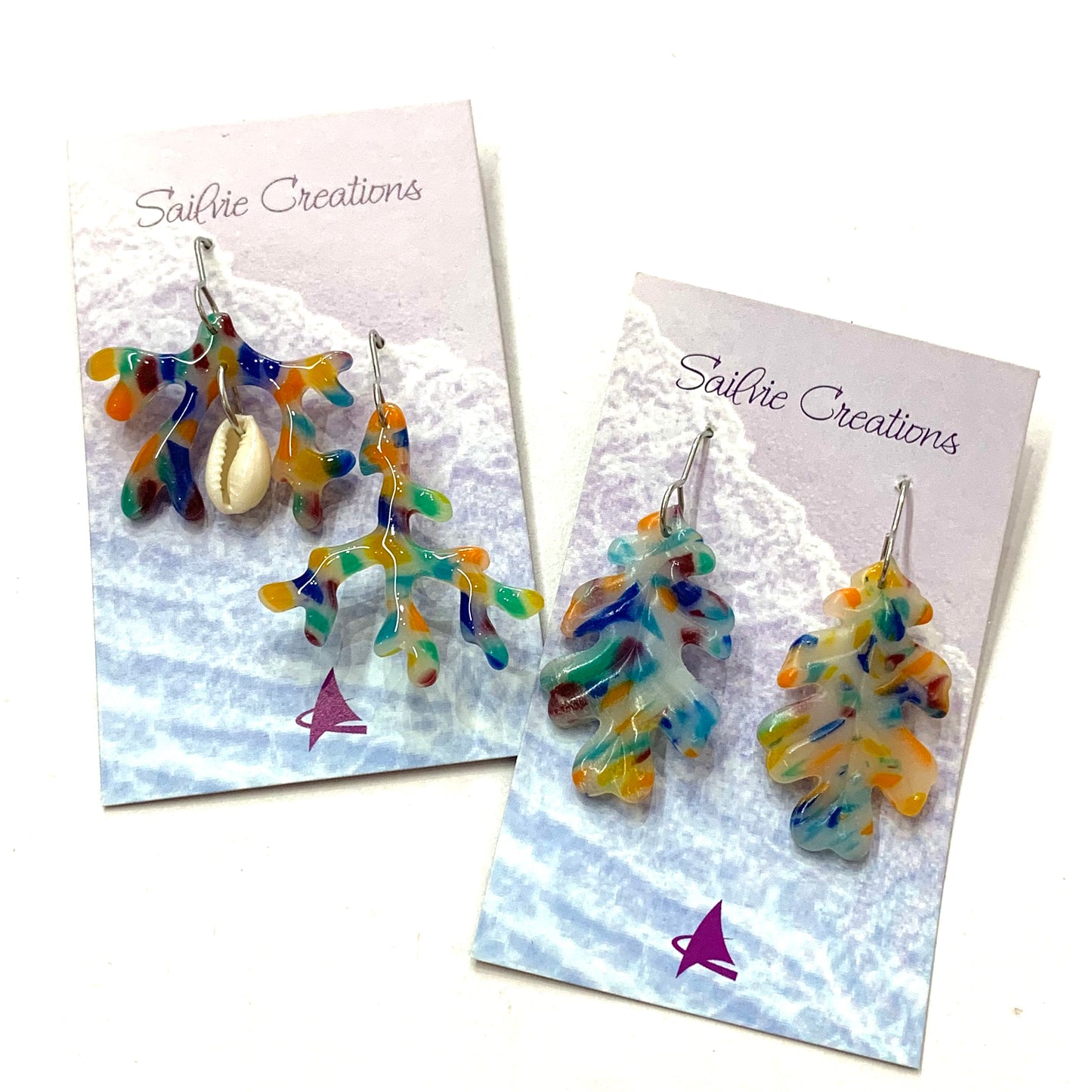 Sailvie Creations - Rainbow Leaf Hook Dangle Earrings