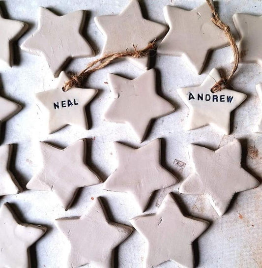 EARTH BY HAND- Clay Star Decorations- Speckled