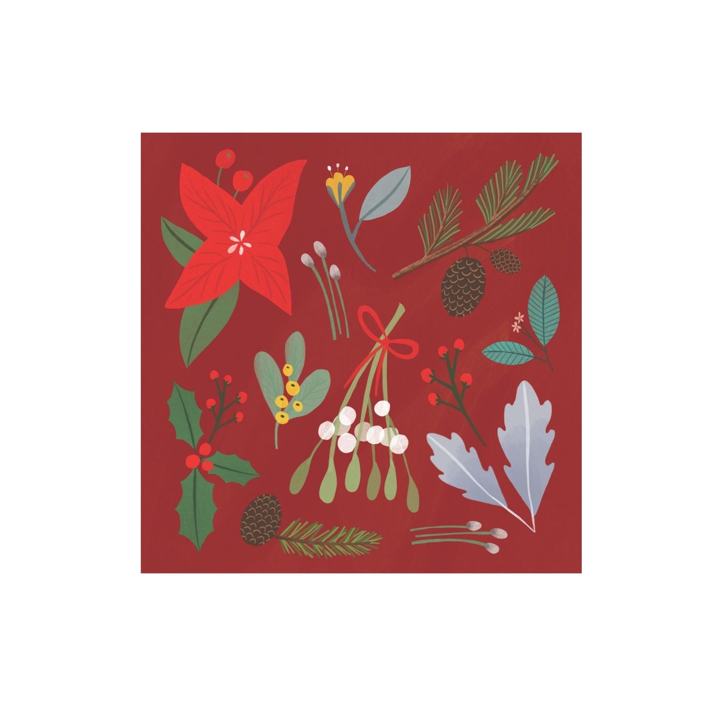 NUOVO - "MERRY FLORALS" SMALL CHRISTMAS SQUARE CARD