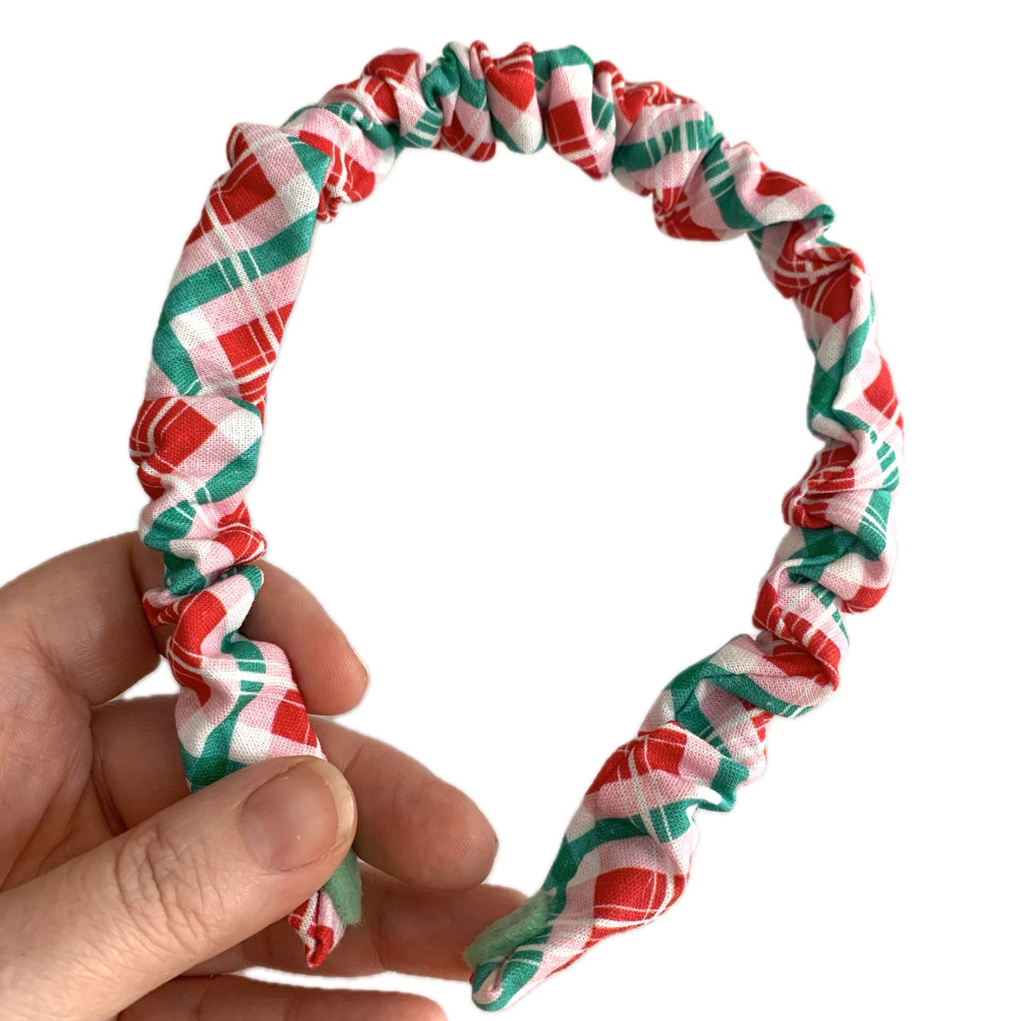 THIS BIRD HAS FLOWN - SMALL CHRISTMAS SCRUNCHIE HEADBANDS- Jolly Tartan