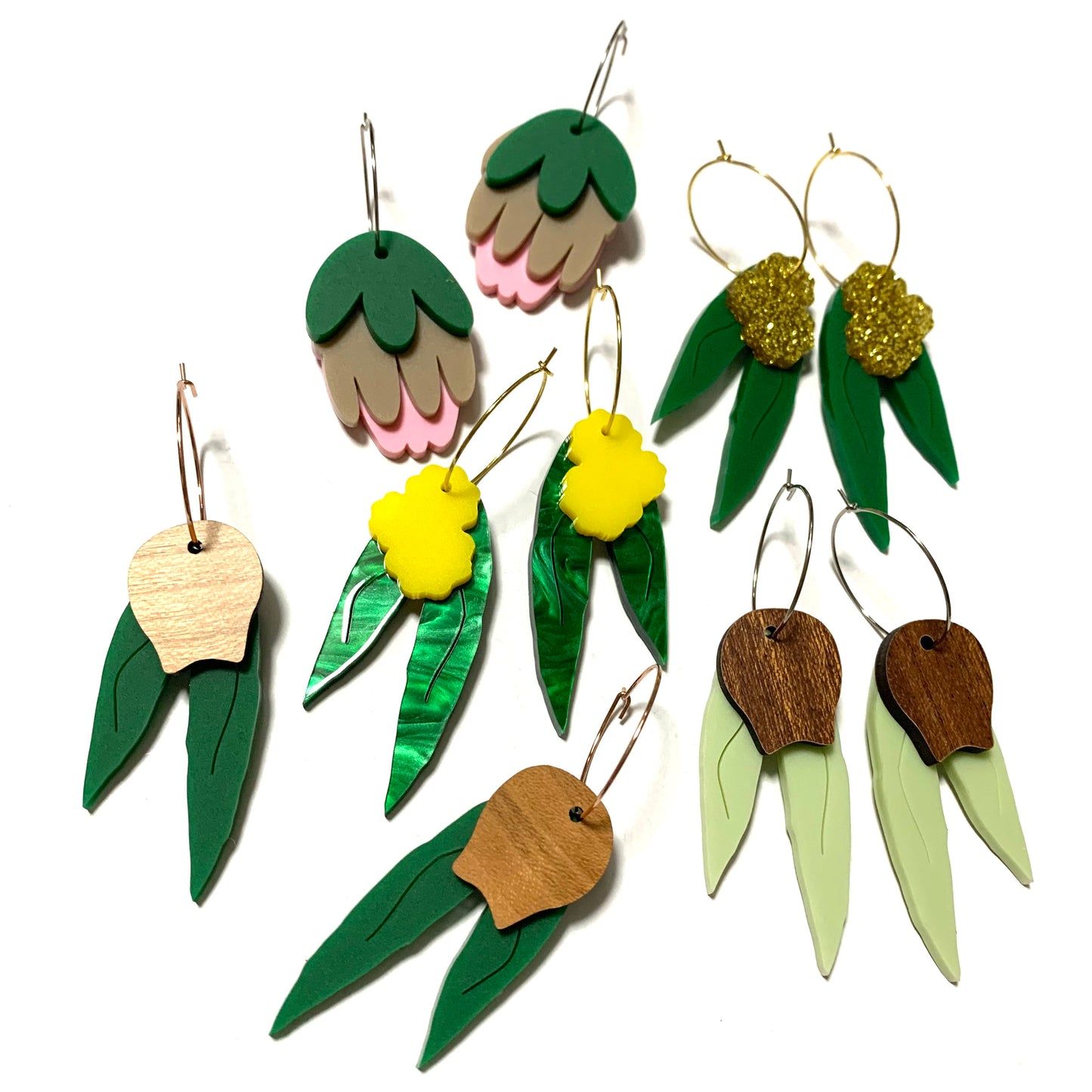 MAKIN' WHOOPEE - "Wattle Ya Know" - Hoop Dangles- Gold Glitter