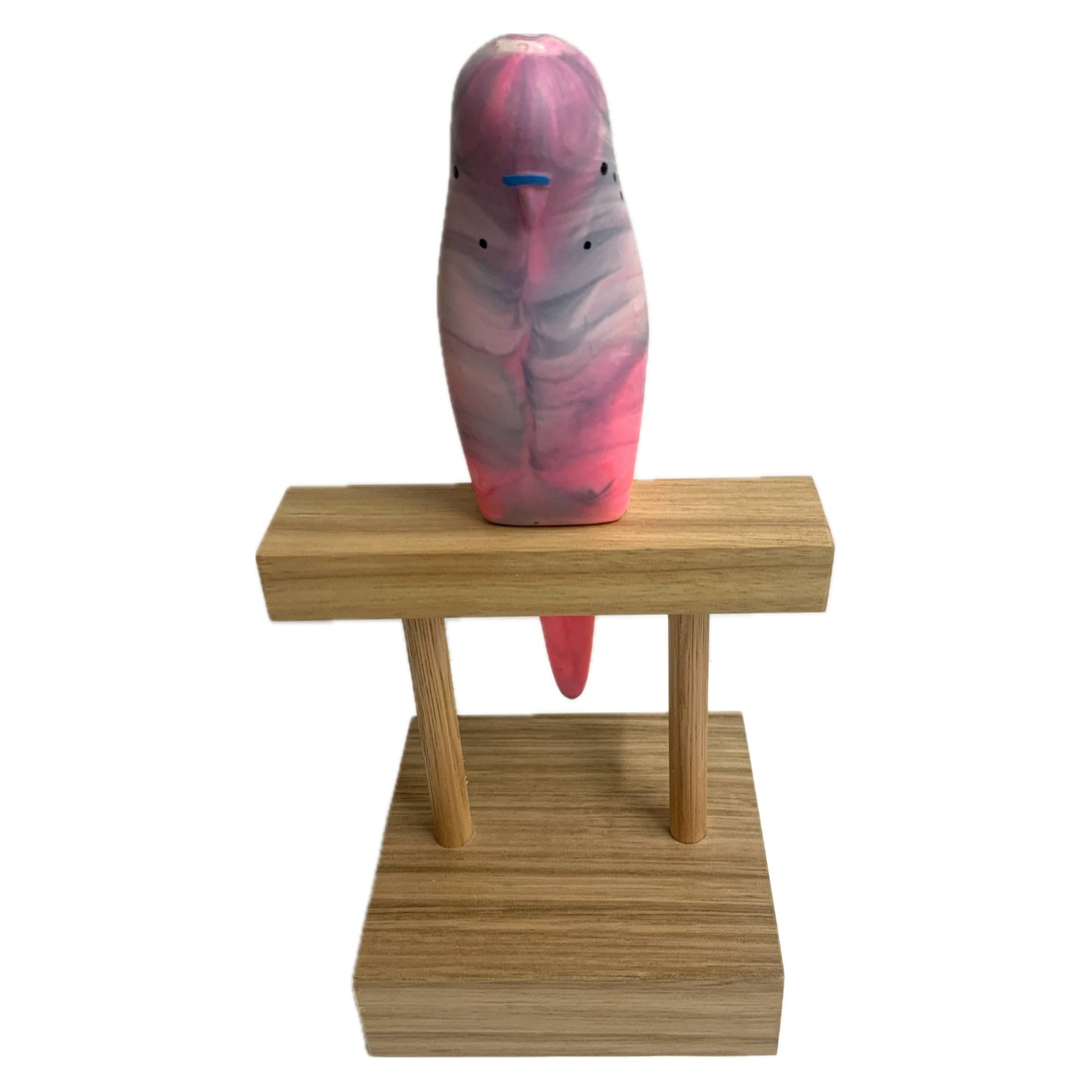 PETE CROMER - RESIN BUDGERIGAR #6 - Stormy Pink & Grey