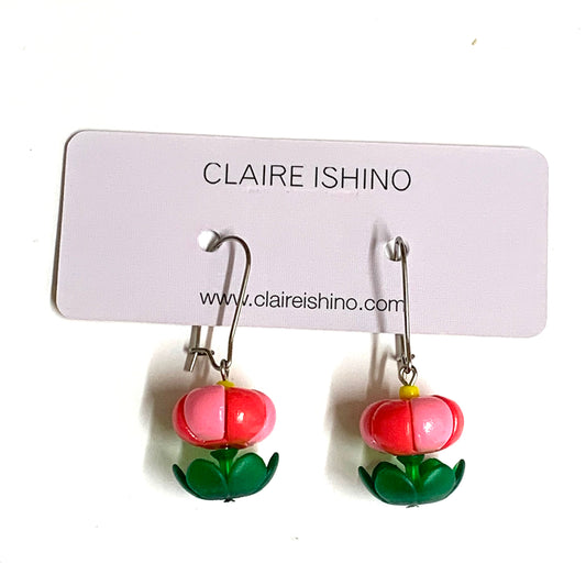 CLAIRE ISHINO- Balloon Bloom Earrings - Watermelon Pink