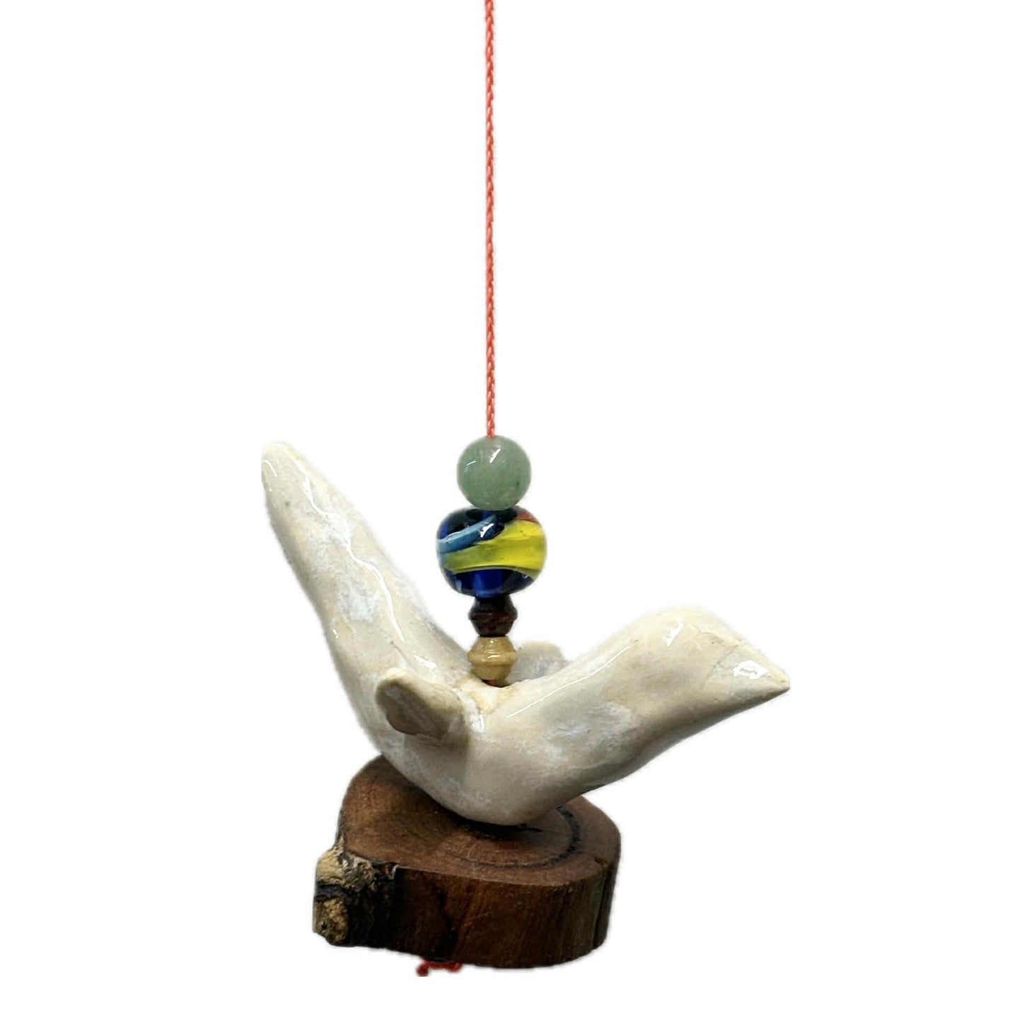 INSPIRED BY NATURE - Ceramic Bird Hanger – Rainbow Beads on Queensland Maple