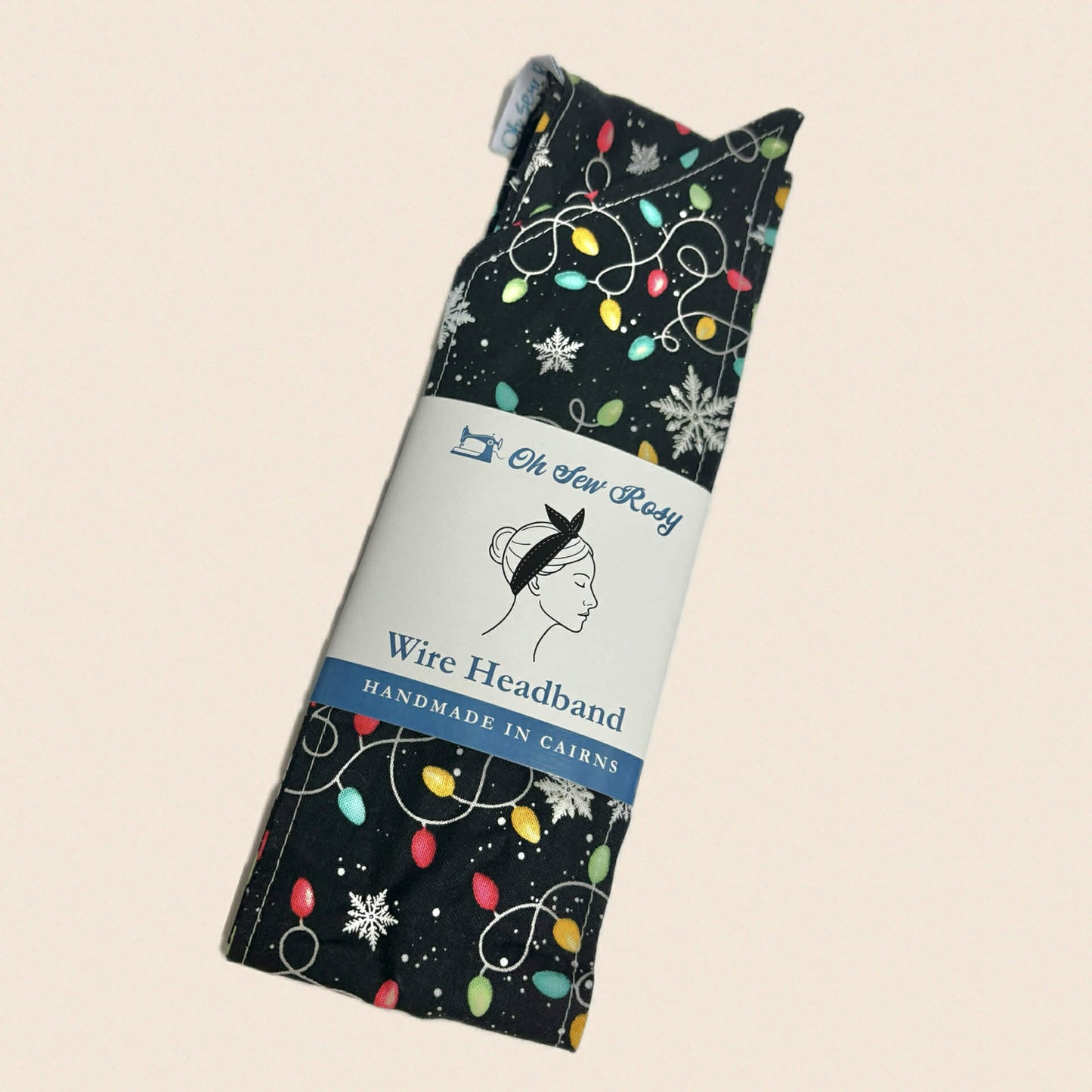 OH SEW ROSY: CHRISTMAS WIRE HEADBAND - Christmas Lights on Black