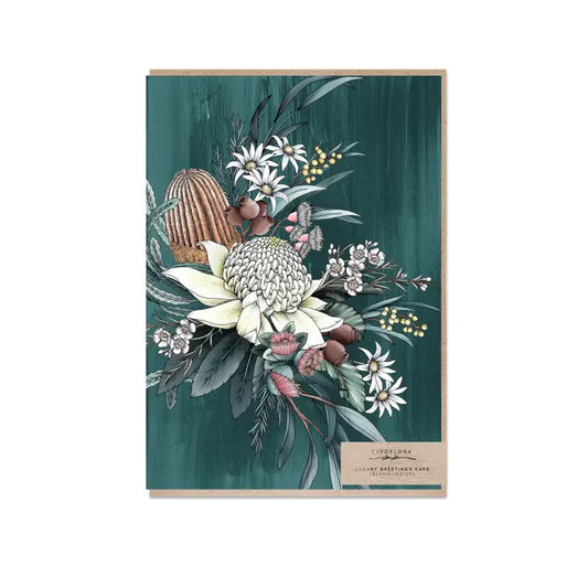 TYPOFLORA - "Florist Bouquet in Teal" GREETING CARD