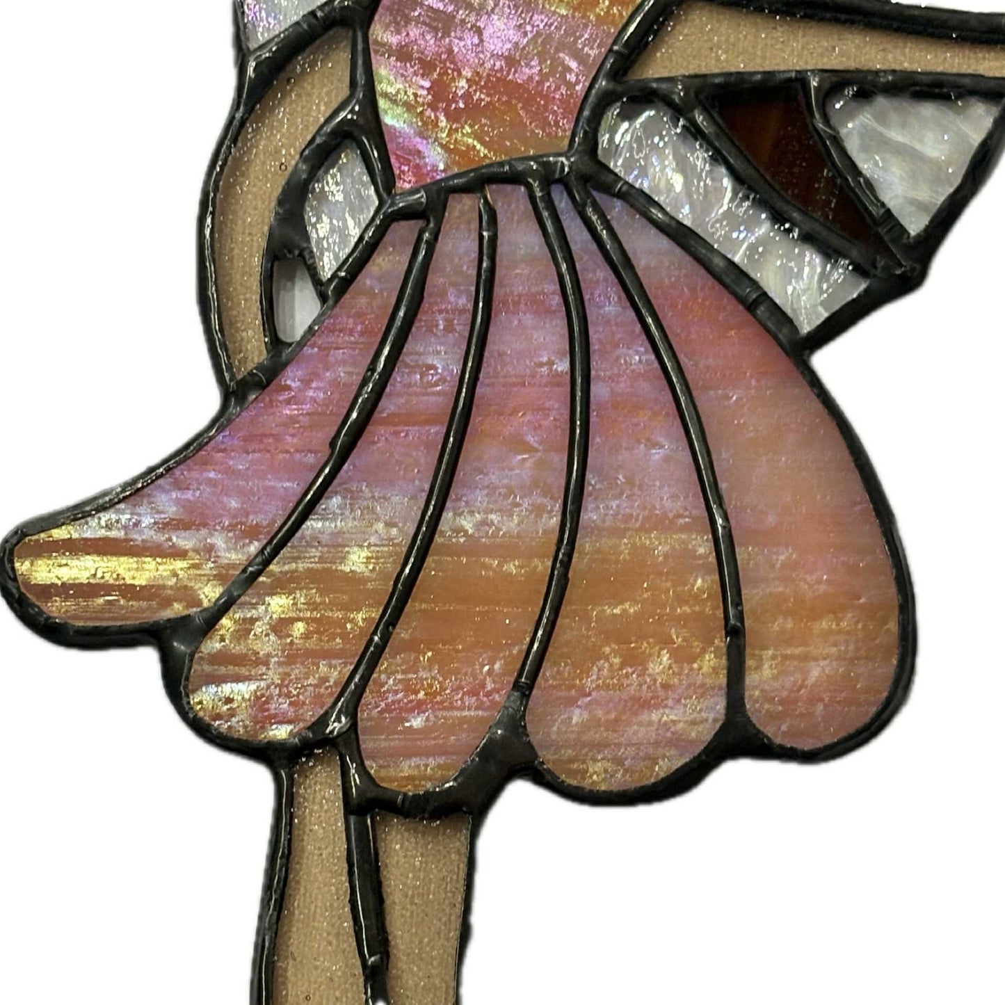 SWAN GLASS - PINK PETAL FLOWER FAIRY - Stained Glass Ornament